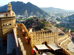 A view from on top of the Amber Fort in Jaipur, India